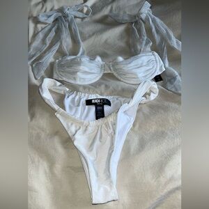 Beach riot two piece bathing suit, white, size small